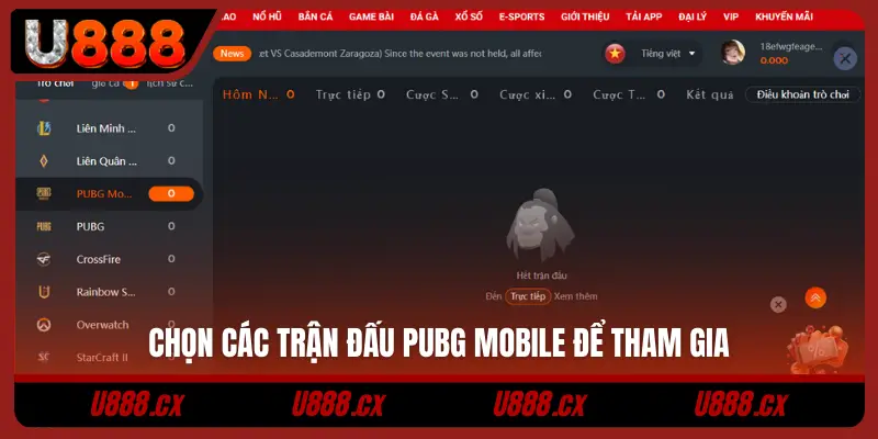 Chọn các trận đấu PUBG Mobile để tham gia