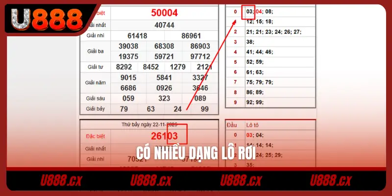 Có nhiều dạng lô rơi