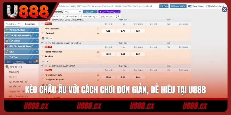 Kèo châu Âu với cách chơi đơn giản, dễ hiểu tại U888