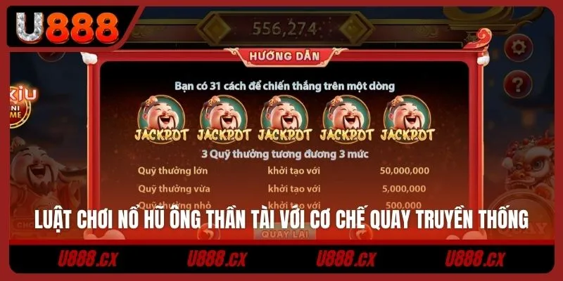 Luật chơi nổ hũ ông Thần Tài với cơ chế quay truyền thống