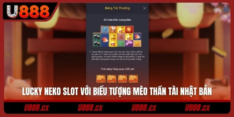 Lucky Neko slot với biểu tượng mèo Thần Tài Nhật Bản