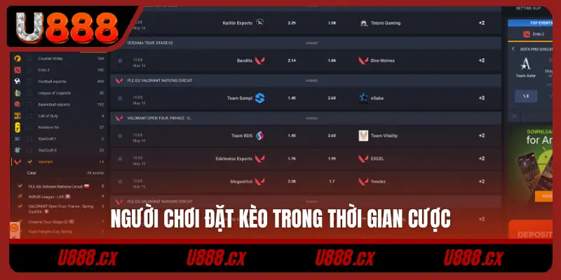 Người chơi đặt kèo trong thời gian cược