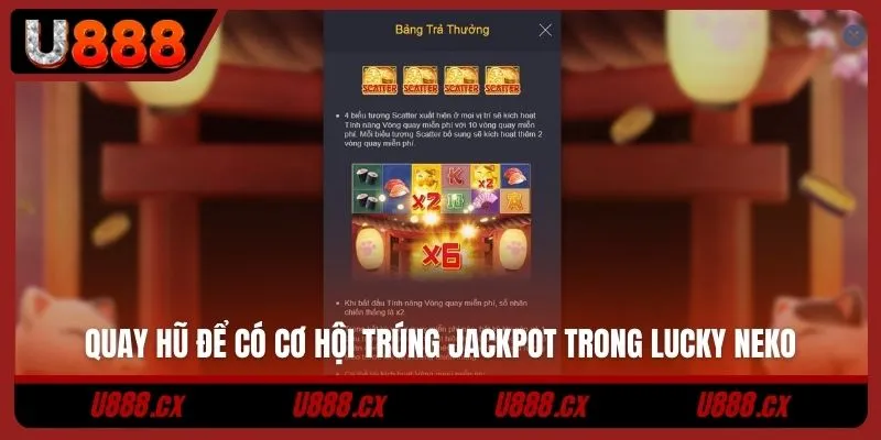 Quay hũ để có cơ hội trúng jackpot trong Lucky Neko