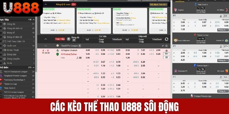 Các kèo thể thao U888 sôi động