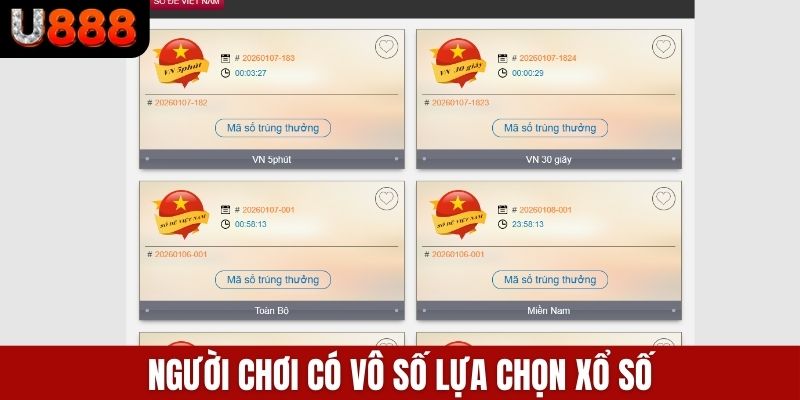 Người chơi có vô số lựa chọn xổ số